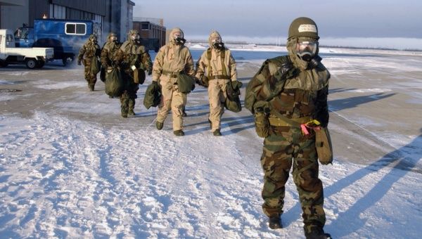 US Air Force (USAF) 119th Fighter Wing (FW) unit personnel wear their Chemical Warfare Defensive Equipment (CWDE) gear during a unit training exercise at the Hector International Airport Air National Guard Base (ANGB), Fargo, North Dakota (ND). | Photo: DVIDS