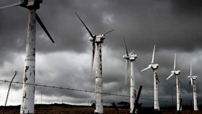 delapidated wind turbines