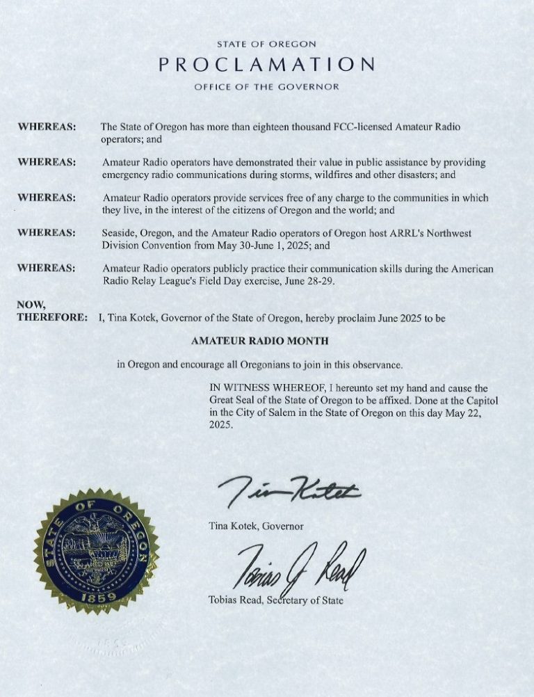 Oregon Amateur Radio Week June 2025