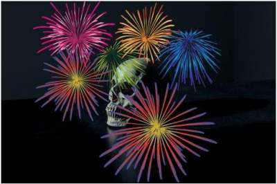 skull & fireworks