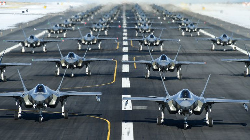 US Air Force jets on runway