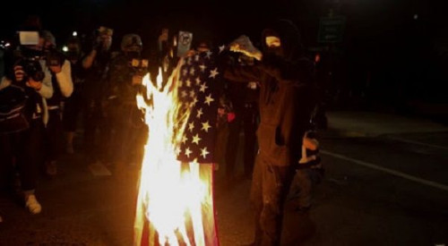 burning US flag