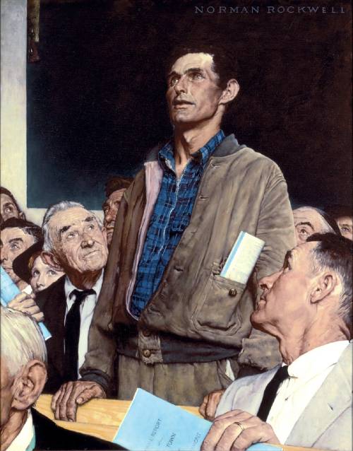 Norman Rockwell (1894-1978), "Freedom of Speech," 1943.