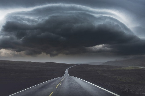 road stormy sky