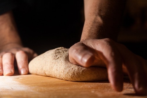 kneading bread