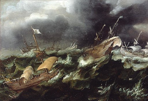 ships in stormy seas