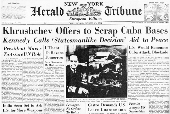 Cuban missile crisis headline