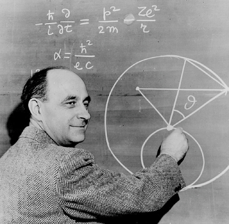 Enrico Fermi at the blackboard.