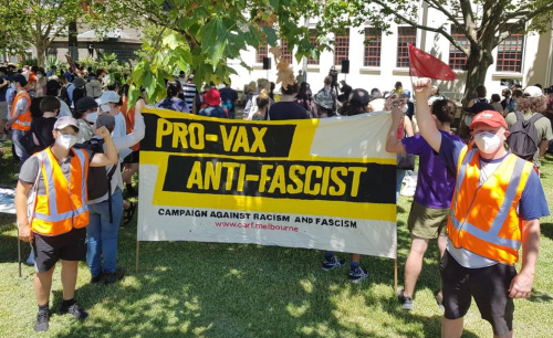 pro-vaxx demonstrators