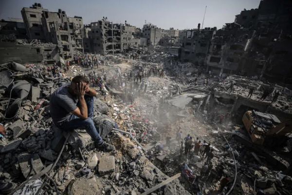 bombed buildings in Gaza