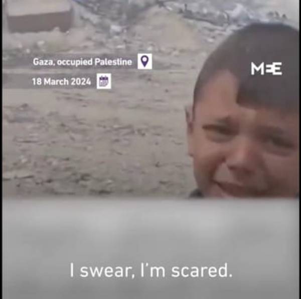 scared Palestinian child