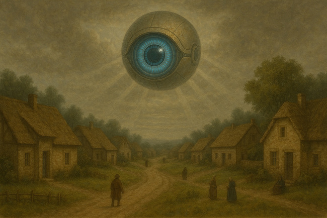 All-seeing Eye over Medieval Village