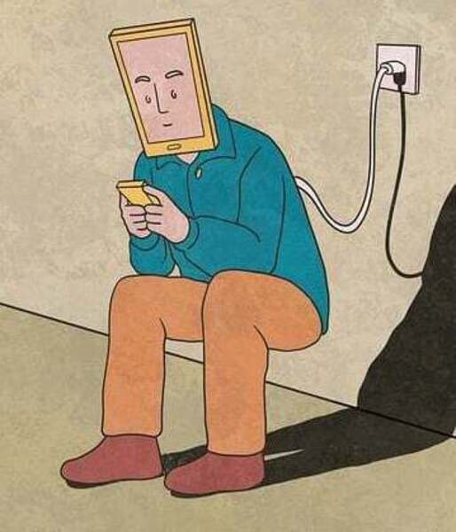 Human with computer head
