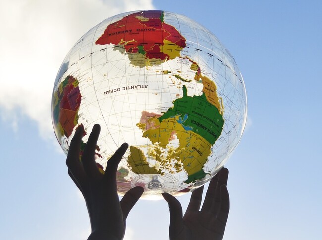 globe held upside-down