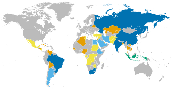 Map of BRICS members
