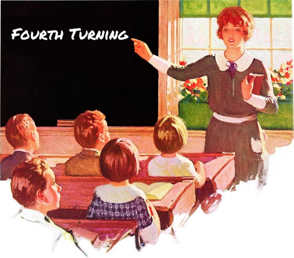 teacher at blackboard