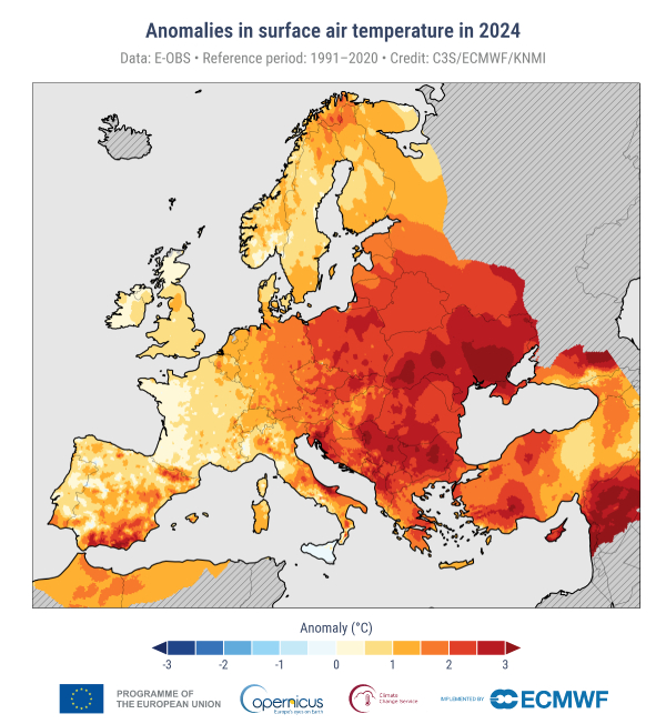 temperature anomalies Europe map