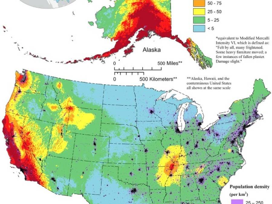 New USGS Map Shows Where Damaging Earthquakes are Most Likely to Occur in US